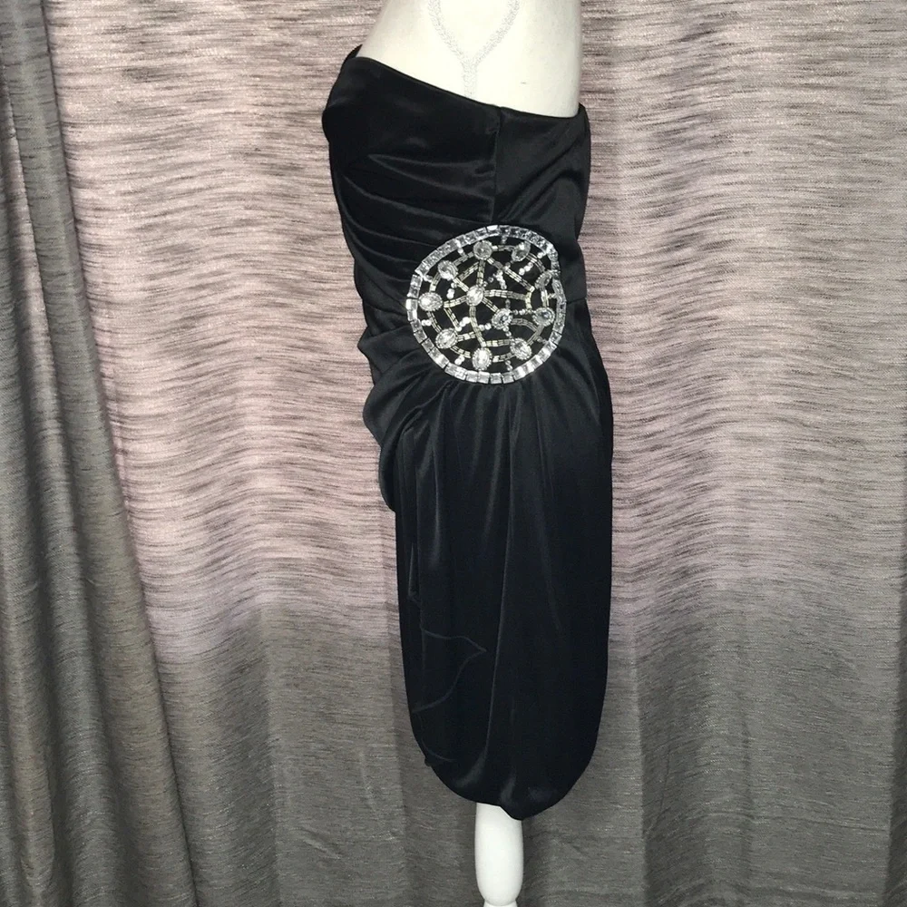 TEEZE ME BLACK MED STRAPLESS DRESS WITH BLING